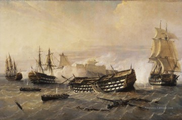 Navires britanniques dans la guerre de Sept Ans avant La Havane Batailles navales Peinture à l'huile